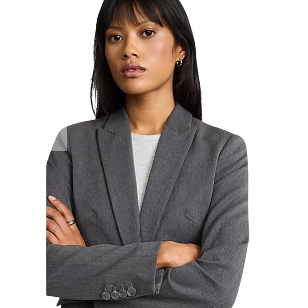 Express Editor Chic Fitted One-Button Blazer Heat… - image 11